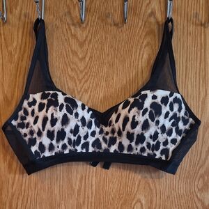 Victoria's Secret Black and Cream Animal Print Bra